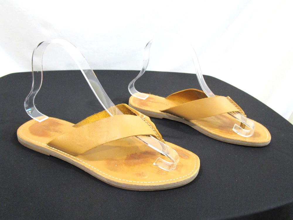 Madewell Boardwalk Tan Brown Leather Flip Flop Flat Sandals Women 6.5